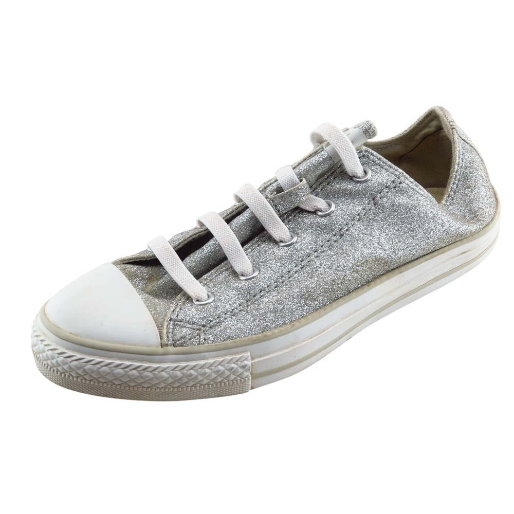 Converse Boys' All Star Fashion‎ Sneakers Size 4 Silver Synthetic Casual Low Top
